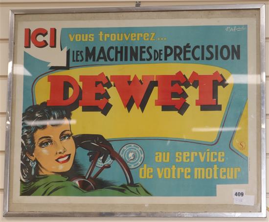 P. Alaine, colour printed poster for Dewet, 48 x 63cm